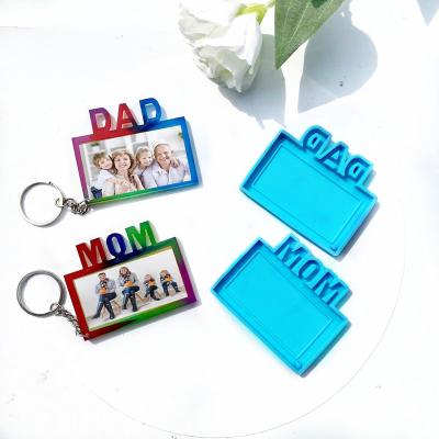 China N056 Mother's Day Frame Viable Father's Day Silicone Chain Key Photo Frame Resin Pendant Molds for sale