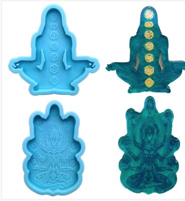 China L7107 Viable DIY Hot On Popular Amazon Buddha Chakra Coaster Mold Silicone Mold Resin Craft for sale