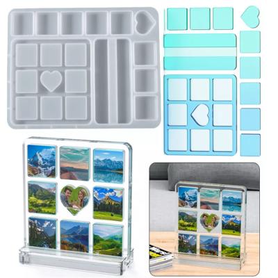 China Hot sale 012 home decoration square nine love photo view mold viable for resin crafting heart photo view mold for sale