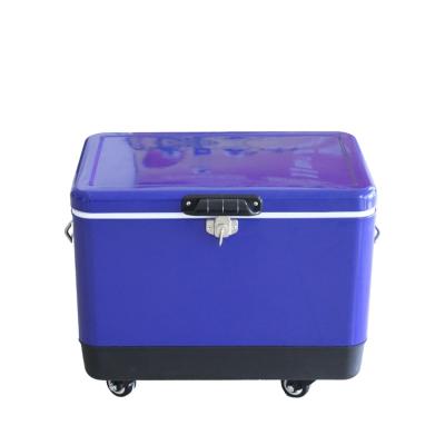 China Sustainable Metal Beverage 54qt Cooler Rolling Cart Retro Picnic Cooler for sale