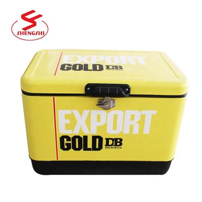 China 50 Liter Metal Cooler Box Portable Stainless Steel Beer Cooler Box For Camping for sale