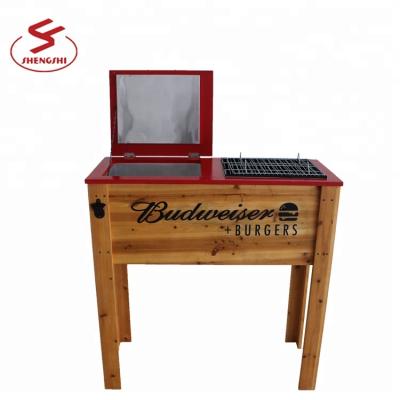 China Sustainable Wooden Party Cooler For Ice Cold Beer Drink With BBQ for sale