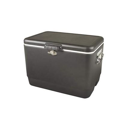 China Black Fashionable Sustainable Camping Black Belted 54 Quart Stainless Steel Ice Chest Cooler For Outdoor Party for sale