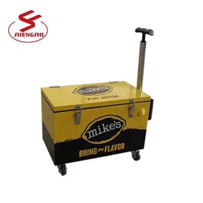 China Sustainable 20L Beer Party Yellow Ice Cooler Rolling Cooler Cart for sale