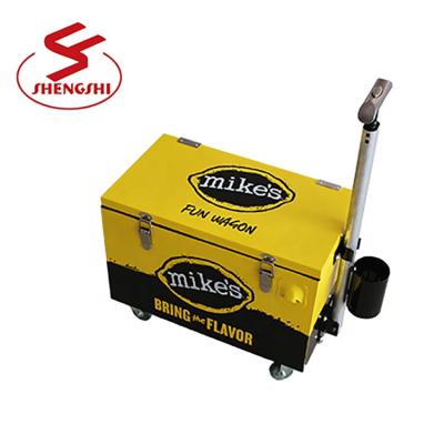 China Viable Best Quality 60QT Rolling Cooler Cart Iron Drink Cooler Cart With Wheels for sale