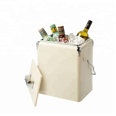 China Sustainable Retro Metal Cooler Box Ice Cooler Beer Cooler With Handle for sale