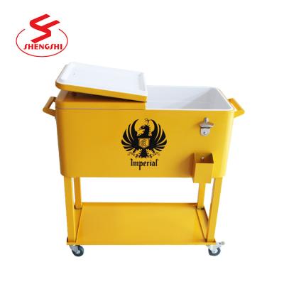 China Sustainable Hot Sale 73 L Metal Picnic Amazon Cooler With Wheels for sale