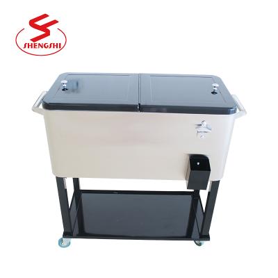 China Viable Metal Rolling Hot Ice Vending Cooler Cart for sale