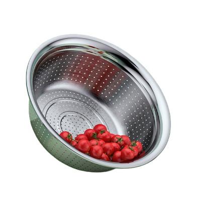 China Stainless Steel Fruit Vegetable Storage Basket Colander Viable Wholesale Washing Drain Basket for sale