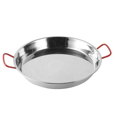 China Good Quality Stainless Steel Handle Saucepan Red 22cm-40cm Stick Non Frying Seafood Paella Pan for sale