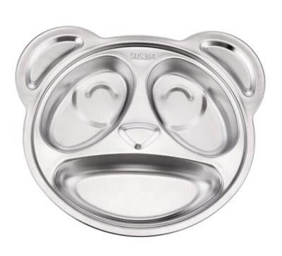 China Disposable Creative Animal Eco-friendly SUS 304 Stainless Steel Baby Divided Food Dish Cartoon Tableware for sale