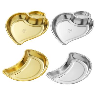 China Viable High Quality Creative Dinner Dish Sets Nordic Gold Thin Layer Moon Serving Tray Stainless Steel Moon Shape Dish Dish Set for sale