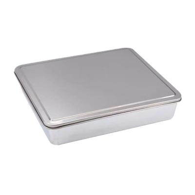 China Commercial Hot Selling Stainless Steel Tiramisu Dish Square Dish Stainless Steel Equipment RONGYE Resturant Kitchen Bottom for sale