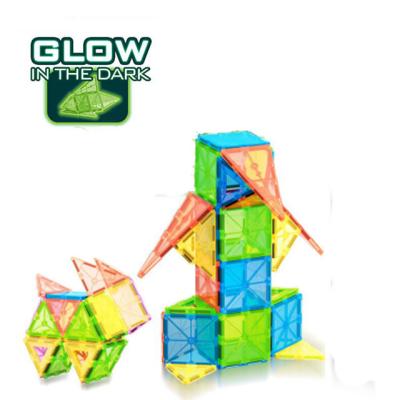 China Glow in the Dark 36 PCS Toy STEM Glow in the Dark Magnetic Tiles Building Set for Kids 3+ for sale