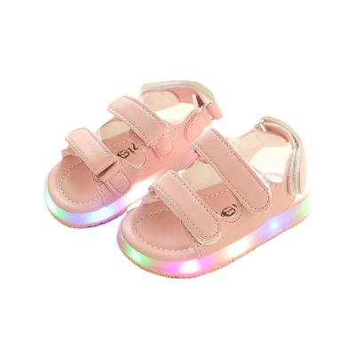 China Other 2021 Summer Boy Sandals LED Girls Light Up Shoes Kids Beach Shoes Hollow Out Breathable Soft Sole for sale