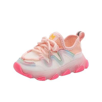 China New Breathable Kids Girls Stripe Sports Running Shoes Baby LED SneakersBoys Toddler Lights Up Luminous Fashion Sneakers Children Sports Shoes for sale