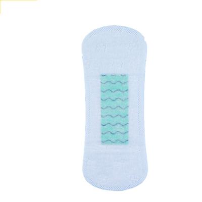 China OEM super absorbent sanitary napkin stocklot anion green pantyliner without wing for sale