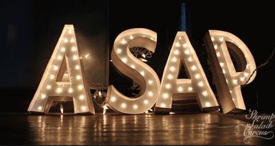 China Rustic Metal Lighted Vintage Letter Lights / Fairground Decor Light Bulb Letter Signs for sale