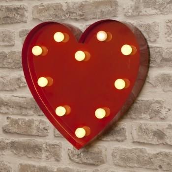 China Vintage Red Heart Shape Metal 9'' LED Light Up Letters Circus Style for Lovers for sale