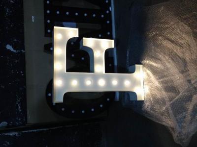 China 12 Inch Metal LED Carnival Letter Lights / Illuminated Wedding Letters With Light Bulb for sale