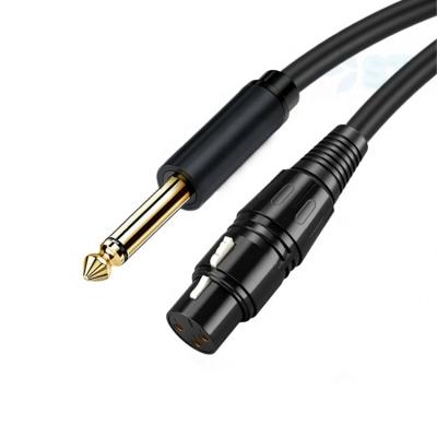 China Microphone XLR Female to 1/4 Inch 6.35mm TRS Jack Stereo Cable, 3 Pin Female XLR to Split Thumb Signal Interconnect Balanced Patch Cord for sale