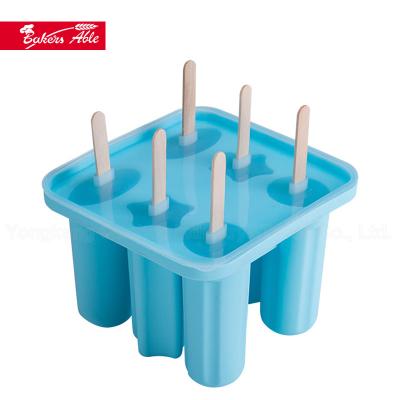 China 6 Sustainable 3 Different Shapes Cavity Ice Cream Sticks Mold , Silicone Popsicle Ice Cream Mold for sale