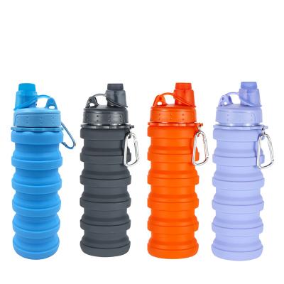 China Sustainable Private Label Camping Supplies Hot Sale Outdoor Sports Bottle Collapsible Collapsible Silicone Water Bottle With Custom Logo for sale