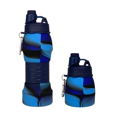 China Viable Portable Custom Color Sports Camouflage Collapsible Leak Proof Silicone Collapsible Water Bottle for sale