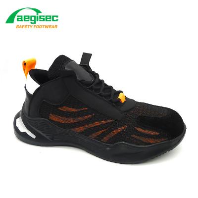 China AEGISEC Breathable Wholesale Steel Toe Cap Safety Shoes Fly Knit Light Slip Resistant Rubber Sole To Prevent Puncture Work Safety for sale