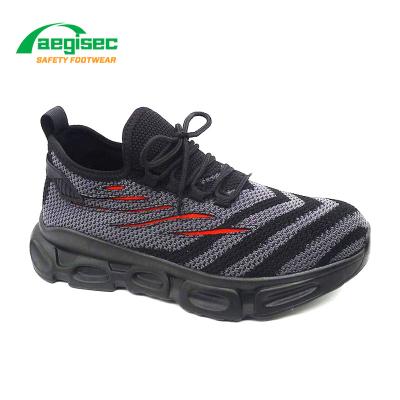 China AEGISEC Breathable Cement Construction Steel Toe Static Safety Shoes Anti Fly Knit To Prevent Puncture Occupational Safety Work Shoes for sale