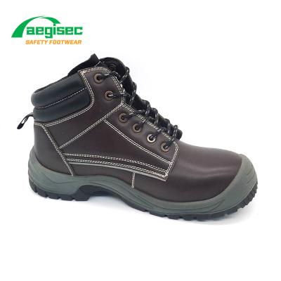 China AEGISEC PU Injection Cowhide Anti Slip Flat Safety Boots Metal Safety Shoes Breathable Leather Steel Toe Hat Work Boots for sale