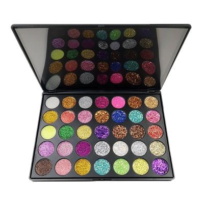 China Color 35 Waterproof No Logo High Pigmented Loose Glitter Eyeshadow Palette Private Label for sale