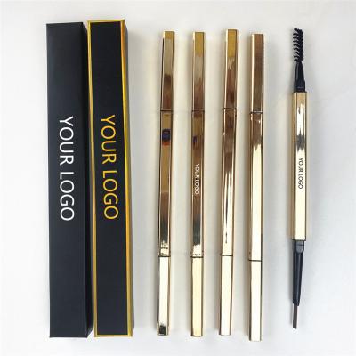 China New Gold Hot Selling Waterproof Master Private Label Waterproof Eyebrow Pencil Double Your Own Brand Eyebrow Pencil With Brush for sale