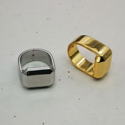 China Classic vintage hot sale cincin Korea 18K gold IP plating Stainless Women Ring Accessories Square Geometric Ring anillos anillos acero for sale