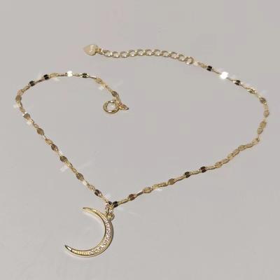 China 2021 CLASSIC New Arrival 925 Sterling Silver Moon Anklet Chain Zircon Crescent Moon Bracelets Trendy Charming Accessories 14K Gold Plated New for sale