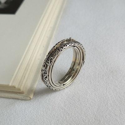 China Hiphop Ball Germany Universe Planet Jewelry Astronomical Open Spherical Open Ring 925 Sterling Silver Retro Magic Jewelry for sale