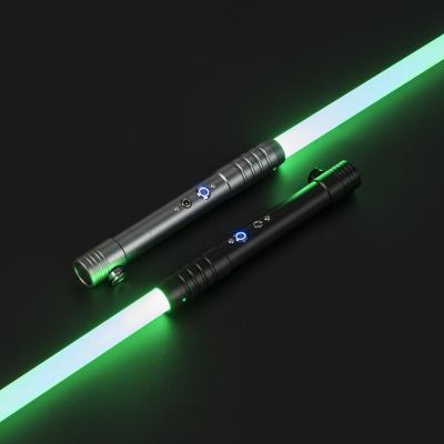 China Aluminum Alloy & TOOBAX polycarbonate short metal lightsaber 16 sound effect light impact charm sword induction mechanical swing for sale