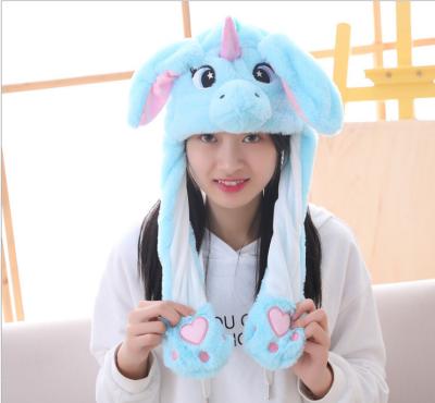 China Plush Gift Pop up hats Rabbit ears hat woman autumn winter Internet red cute a pinch of long ears moving rabbit unicorn lite up hats for sale