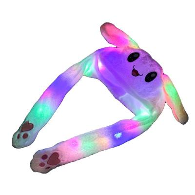 China Pretty Gift Korea Style Cute Baby Kids Animal Shape Soft Plush Moving Jumping Dancing Funny Bunny Rabbit Ear Hat Gift with Pink Led Light for sale