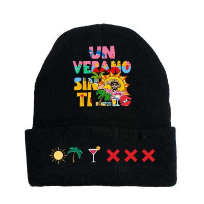 China Pretty Gift Wholesale Custom Logo Beanie Crochet Knit Hat Bad Bunny Hat Winter Autumn Warm Bad Bunny Knitted Hat Beanies Red Heart Soft for sale