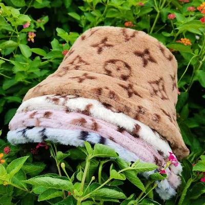 China Fashion Popular custom plush Winter hat new rabbit velvet fisherman hat copper print large-eave warm fluffy basin hat for sale