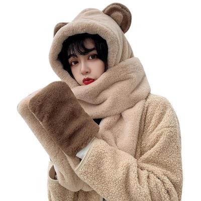 China Kids Adults Gift Hot sale wool winter hat cycling warm hat and scarf set integral woman autumn and winter day ear hat lovely western style for sale