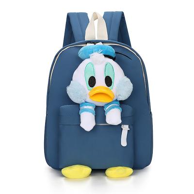 China Plush Children cartoon stuffed toy duckling backpack kindergarten boys and girls cute satchels travel snack plush bags for sale