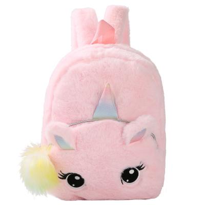 China Plush New unicorn plush schoolbag toy backpack Kindergarten baby unicorn girl one shoulder bag cute cartoon stuffed schoolbag for sale