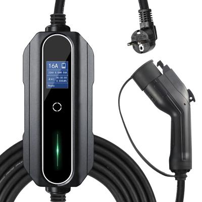 China Sabic 2 Years Warranty 16A 250V Mode2-Type1 Display EV Cable EV Portable Cars Charging Charger With Control Box for sale