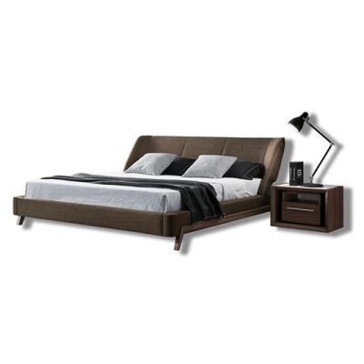 China Walnut Solid Veneer Wood Legs Customized High Quality Leather Luxury King Size Bed Double Bed Bedroom Hotel Villa King Size Bed for sale