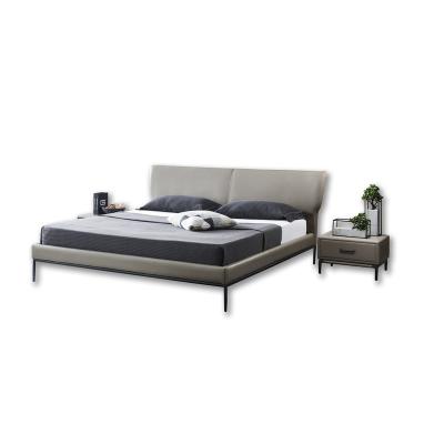 China Slim And Stylized Design / Suitable Small Room Bed / Modern Single Room Stainless Steel Legs Bed To Double Set Slim Headboard Leather Luxury King Size Bed for sale