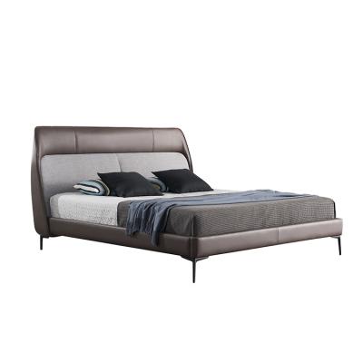 China Hot Sale Soft Simple Style Upholstered Fabric Bed With Metal Frame Headboard Double Bed for sale