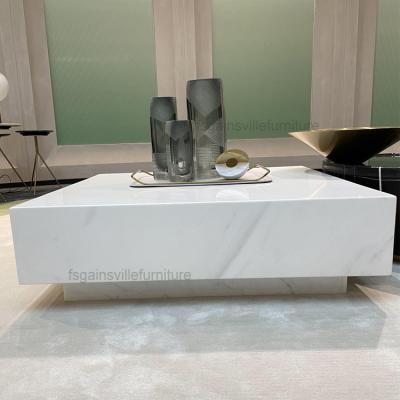 China Simple soft design high quality center headboard cushion tables accent living room De marble white marble table set coffee for sale