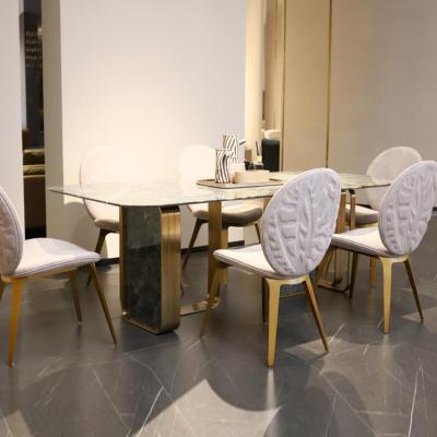 China Single Soft Cushion Headboard Luxury Marble Dining Sets Modern Dining Table for sale